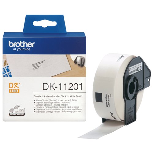 DK-11201 - Adresetiketten - 29 x 90 mm 400 etiket(ten) ( 1 rol(len) x 400 ) - voor QL-1050. 1060. 500. 550. 560. 570. 580. 650. 700. 710. 720