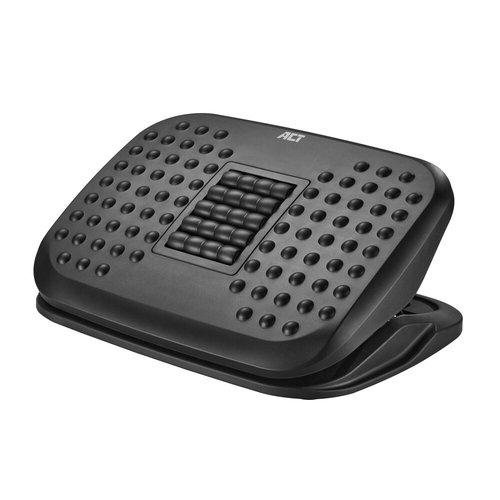 Ergonomic height adjustable footrest with massage rollers