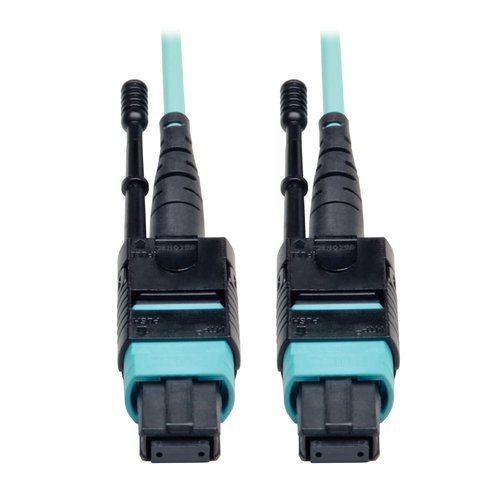 MTP MPO Patch Cable with Push Pull Tabs12 Fiber 40GbE 40GBASE-SR4 OM3 Plenum-Rated Aqua 3M 10 ft.