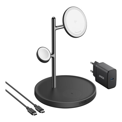 MagGo Magnetic Wireless Charger 15W 3-in-1 Stand Black EU Plug
