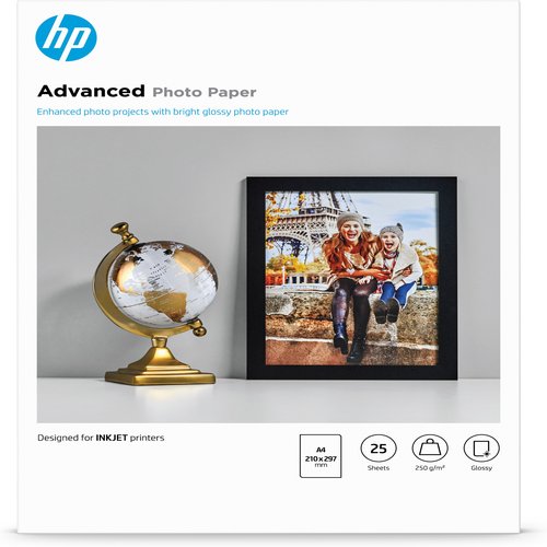 Q5456A Advanced glossy photo paper inktjet 250g/m2 A4 25 sheets 1-pack