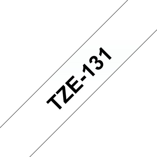 TZe131 - Gel. tape - zwart op doorschijnend - Rol (1.2 cm x 8 m) 1 rol(len) - voor P-Touch OA. GL-H100. H105. PT-1290. 3600. 750. D210. D400. D600. E500. E550