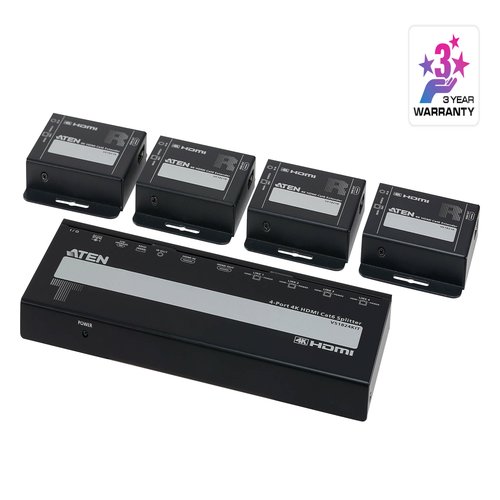 8-Port 4K HDMI Cat 6 Splitter with 8 Receivers kit with local HDMI output IR receivers and PoC