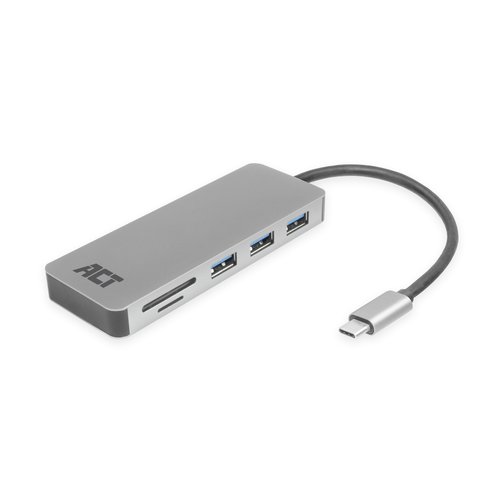 USB-C to USB-A Hub 3 ports with card-reader and PD Pass-through metal housing