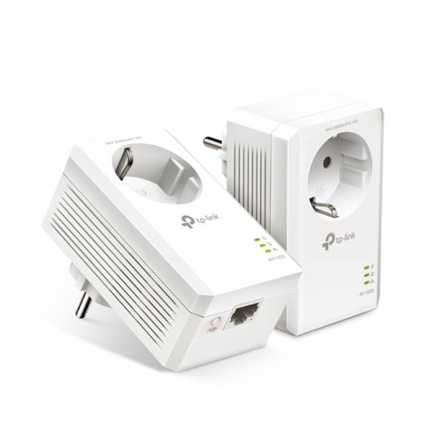 AV1000 Passthrough Powerline KIT Broadcom 1 Gigabit Port 1000Mbps Powerline HomePlug AV2 New PLC Utility Twin Pack
