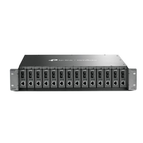 TL-MC1400 14-slot unmanaged media converter chassis 19-inch rack-mountable supports redundant power supply with one AC power supply preinstalled