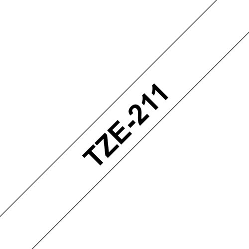 TZe211 - Gel. tape - zwart op wit - Rol(0.6 cm x 8 m) 1 rol(len) - voor P-Touch OA. GL-H100. H105. PT-1290. 3600. 750.D210. D400. D600. E500. E550. H100