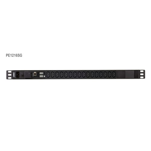 16-Outlet 0U PDU with Current & VoltageLCD display Overcurrent and Surge protection (16A) (16x C13)