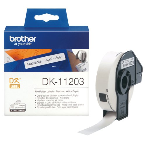 DK-11203 - Labels bestandmappen - 17 x 87 mm 300 etiket(ten) ( 1 rol(len) x 300) - voor QL-1050. 1060. 500. 550. 560. 570. 580. 650. 700. 710. 720