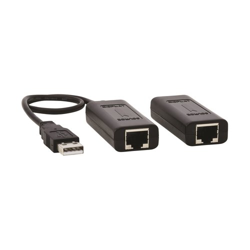 1-Port USB over Cat5 Cat6 Extender Kit with Power over Cable USB 2.0 Up to 164.04 ft. 50M Black
