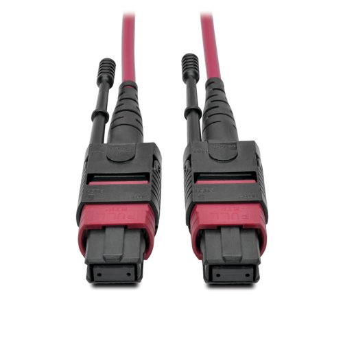 100G MTP MPO Multimode OM4 Plenum-RatedFiber Optic Cable F F 12 Fiber 40 100GBASE-SR4 Push Pull Tabs Magenta 1 m