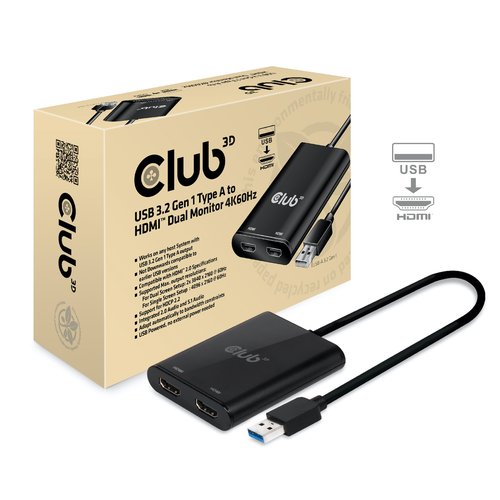 USB-A to HDMI 2.0 Dual Monitor 4K60Hz