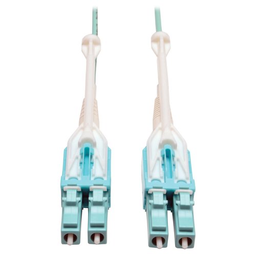 10Gb Duplex Multimode 50/125 OM3 LSZH Fiber Patch Cable with Push/Pull Tab Connectors LC/LC Aqua 2M 6 ft.