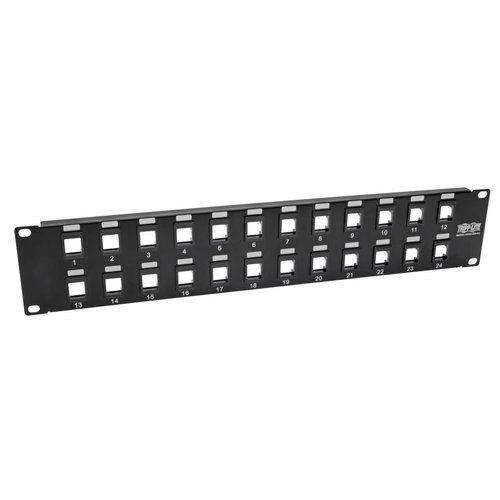 24-Port 2U Rack-Mount Unshielded Blank Keystone/Multimedia Patch Panel RJ45 Ethernet USB HDMI Cat5e/6