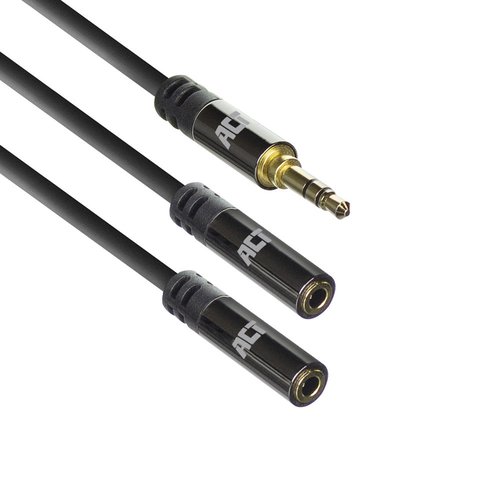 Professional Audio Splitter Mini Jack male to 2 Mini Jack female metal plugs 0.15 Meter