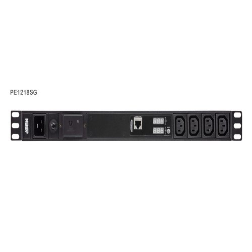 18-Outlet 1U PDU with Current & VoltageLCD display Overcurrent and Surge protection (16A) (18x C13)
