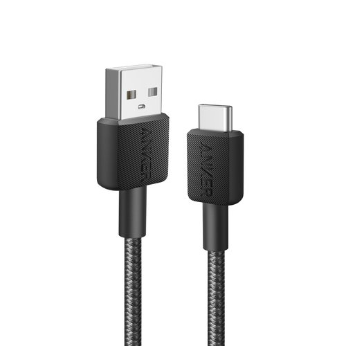 322 USB-A to USB-C Cable Nylon 0.9M Black