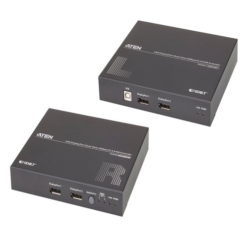 USB DisplayPort Dual View HDBaseT 2.0 KVM Extender (1920 x 1080 up to 100m Long Reach mode 1280 x 720 up to 150m) withUSB Peripheral Support