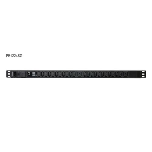24-Outlet 0U PDU with Current & VoltageLCD display Overcurrent and Surge protection (16A) (22x C13 2x C19)