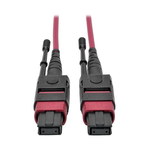 100G MTP MPO Multimode OM4 Plenum-RatedFiber Optic Cable F F 12 Fiber 40 100GBASE-SR4 Push Pull Tabs Magenta 5 m