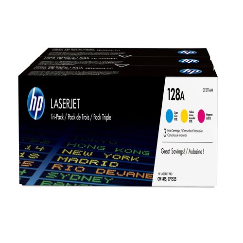 128A originele toner cartridge cyaan magenta en geel standard capacity 3 x 1.300 paginas 3-pack