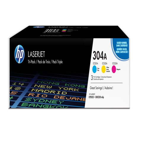 304A originele toner cartridge cyaan magenta en geel standard capacity 3 x 2.800 paginas 3-pack