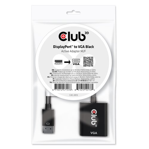 DISPLAY PORT 1.1A MALE TO VGA FEMALE ACTIVE ADAPTER BLACK