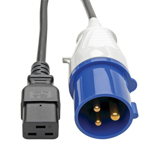 IEC 309 to C19 Heavy-Duty Extension Cord 16A 250V 16 AWG 10 ft. 3.05 m Black