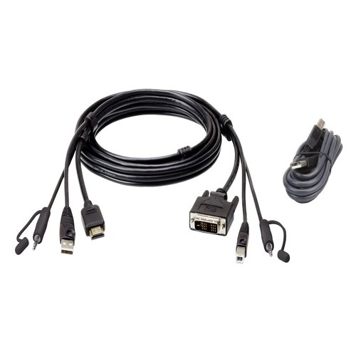 Aten HDMI to DVI-D USB USB KVM Cable with Audio: 1 8M USB HDMI to DVI-D Secure KVM